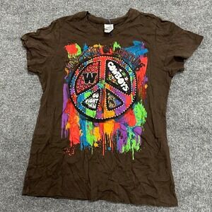 Creative Apparel Concepts T-Shirt Womens XL Brown Wyoming Cowboys Peace Cotton
